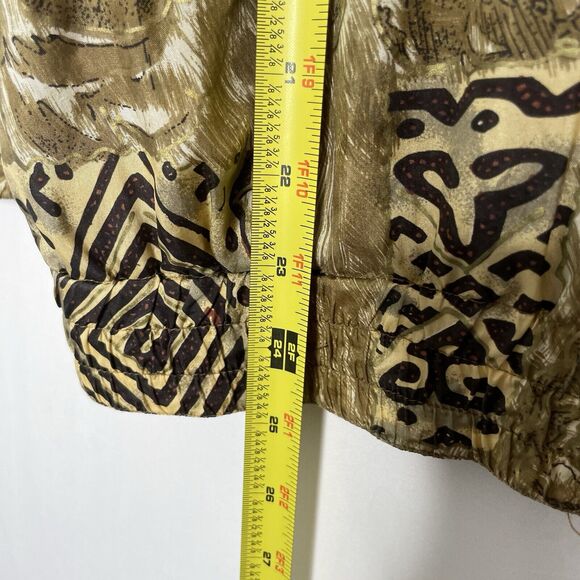 Vtg 80s Womens Jacket L 100% Silk Button Front Retro Tribal Pattern Patchwork - Picture 7 of 8